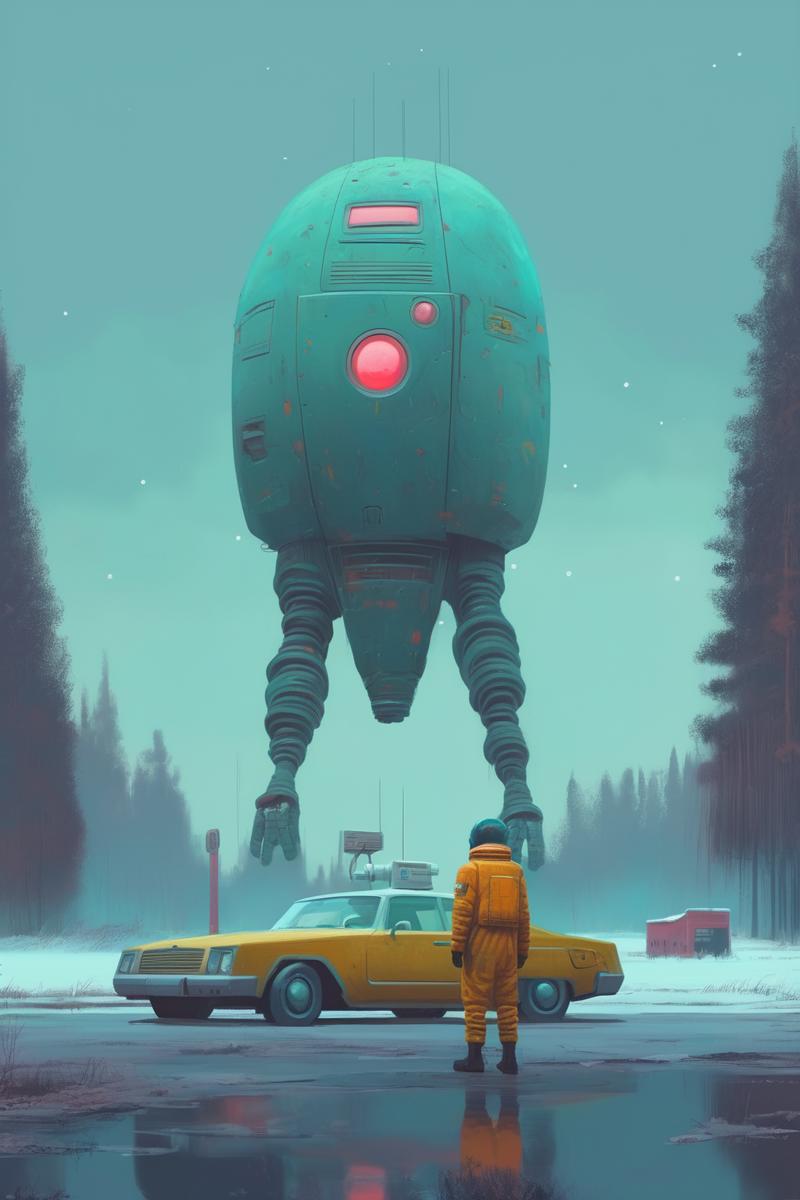 00372-3146463919-_lora_Simon Stalenhag_1_Simon Stalenhag - a person standing next to a car, space, in the style of simon stalenhag.png